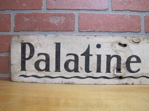 PALATINE LAKE Original Old Wooden Pointing Right Arrow Sign W. D. WALKER