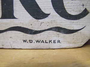 PALATINE LAKE Original Old Wooden Pointing Right Arrow Sign W. D. WALKER