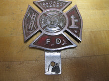 Load image into Gallery viewer, PALISADES PARK F D FIRE DEPARTMENT Plate Topper Badge Sign Embossed Metal Ornate
