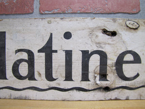 PALATINE LAKE Original Old Wooden Pointing Right Arrow Sign W. D. WALKER