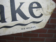Load image into Gallery viewer, PALATINE LAKE Original Old Wooden Pointing Right Arrow Sign W. D. WALKER
