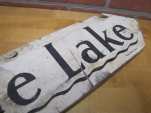 Load image into Gallery viewer, PALATINE LAKE Original Old Wooden Pointing Right Arrow Sign W. D. WALKER
