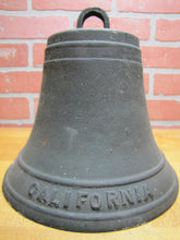 Load image into Gallery viewer, CALIFORNIA Old Bell Bronze Brass Mission Church State Embossed Lettering Patina
