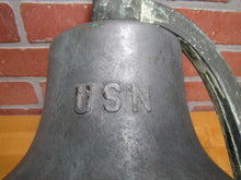 Load image into Gallery viewer, USN UNITED STATES NAVY Old Brass Nickel Bell w Bracket Nautical Ship Boat C-58
