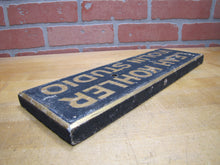 Load image into Gallery viewer, LEAH KOHLER VIOLIN STUDIO Antique Gold &amp; Black Smaltz Painted Wood Ad Sign
