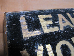 LEAH KOHLER VIOLIN STUDIO Antique Gold & Black Smaltz Painted Wood Ad Sign