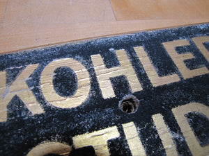 LEAH KOHLER VIOLIN STUDIO Antique Gold & Black Smaltz Painted Wood Ad Sign