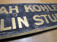 Load image into Gallery viewer, LEAH KOHLER VIOLIN STUDIO Antique Gold &amp; Black Smaltz Painted Wood Ad Sign
