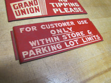 Load image into Gallery viewer, GRAND UNION NO TIPPING PLEASE Orig Old Grocery Store Advertising Shop Cart Sign
