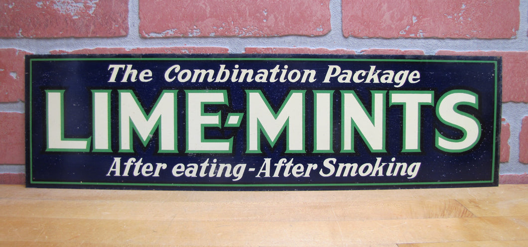 LIME-MINTS Original Old Candy Advertising Sign After eating - After Smoking