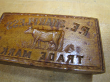 Load image into Gallery viewer, P.E. SHARPLESS COW TM Antique Penna Co Advertising Wooden Butter Pat Stamp Mold
