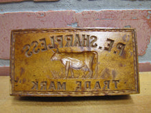 Load image into Gallery viewer, P.E. SHARPLESS COW TM Antique Penna Co Advertising Wooden Butter Pat Stamp Mold
