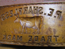 Load image into Gallery viewer, P.E. SHARPLESS COW TM Antique Penna Co Advertising Wooden Butter Pat Stamp Mold
