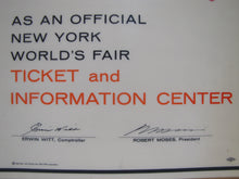 Load image into Gallery viewer, 1964 1965 NEW YORK WORLDS FAIR MOTOR CLUB OF AMERICA TICKET &amp; INFO CENTER Sign
