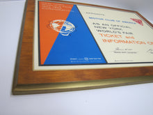 Load image into Gallery viewer, 1964 1965 NEW YORK WORLDS FAIR MOTOR CLUB OF AMERICA TICKET &amp; INFO CENTER Sign
