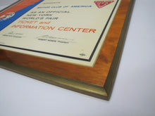 Load image into Gallery viewer, 1964 1965 NEW YORK WORLDS FAIR MOTOR CLUB OF AMERICA TICKET &amp; INFO CENTER Sign
