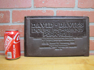 DAVID DAVIES DOUBLE D BRAND PORK ROLL Columbus Ohio Old Advertising Panel Sign