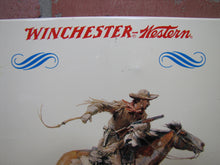 Load image into Gallery viewer, WINCHESTER WESTERN Sign Cowboy Horseback Rifle Old TOC Store Display Advertising
