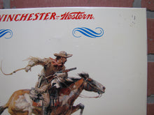 Load image into Gallery viewer, WINCHESTER WESTERN Sign Cowboy Horseback Rifle Old TOC Store Display Advertising

