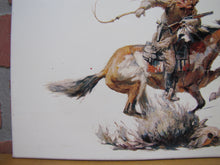 Load image into Gallery viewer, WINCHESTER WESTERN Sign Cowboy Horseback Rifle Old TOC Store Display Advertising
