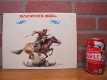 Load image into Gallery viewer, WINCHESTER WESTERN Sign Cowboy Horseback Rifle Old TOC Store Display Advertising
