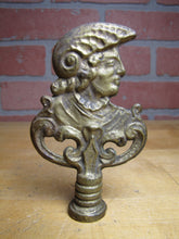 Load image into Gallery viewer, Gladiator Warrior Mans Bust Old Brass Decorative Arts Figural Finial Hardware
