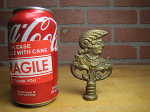 Gladiator Warrior Mans Bust Old Brass Decorative Arts Figural Finial Hardware