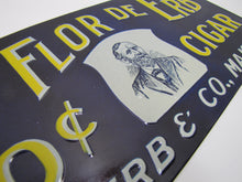 Load image into Gallery viewer, LA FLOR DE ERB 10c CIGAR Antique Embossed Tin Store Display Ad Sign Nat'l Co O
