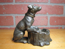 Load image into Gallery viewer, DOG TREE STUMP LIGHTER ASHTRAY Old Figural Pivot Head ASIAN Signed Unique
