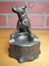 Load image into Gallery viewer, DOG TREE STUMP LIGHTER ASHTRAY Old Figural Pivot Head ASIAN Signed Unique
