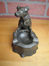 Load image into Gallery viewer, DOG TREE STUMP LIGHTER ASHTRAY Old Figural Pivot Head ASIAN Signed Unique

