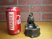 Load image into Gallery viewer, DOG TREE STUMP LIGHTER ASHTRAY Old Figural Pivot Head ASIAN Signed Unique
