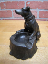 Load image into Gallery viewer, DOG TREE STUMP LIGHTER ASHTRAY Old Figural Pivot Head ASIAN Signed Unique
