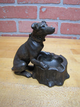 Load image into Gallery viewer, DOG TREE STUMP LIGHTER ASHTRAY Old Figural Pivot Head ASIAN Signed Unique
