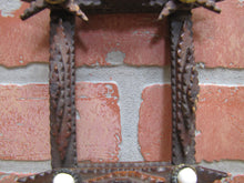 Load image into Gallery viewer, Tramp Art Wooden Frame old small hand carved folk art tiered stars brass
