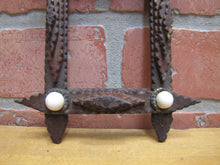 Load image into Gallery viewer, Tramp Art Wooden Frame old small hand carved folk art tiered stars brass
