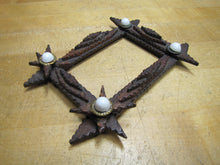 Load image into Gallery viewer, Tramp Art Wooden Frame old small hand carved folk art tiered stars brass

