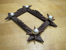 Load image into Gallery viewer, Tramp Art Wooden Frame old small hand carved folk art tiered stars brass
