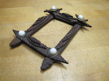 Load image into Gallery viewer, Tramp Art Wooden Frame old small hand carved folk art tiered stars brass
