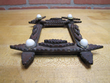 Load image into Gallery viewer, Tramp Art Wooden Frame old small hand carved folk art tiered stars brass
