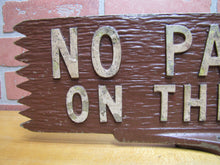 Load image into Gallery viewer, NO PARKING ON THIS SIDE Old Metal Smaltz Reflective Paint Sign 2 Sided Faux Wood

