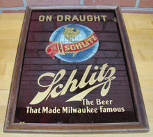 Load image into Gallery viewer, SCHLITZ ON DRAUGHT Old Reverse on Glass Sign Pre-Prohibition Beer Advertising
