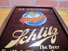 Load image into Gallery viewer, SCHLITZ ON DRAUGHT Old Reverse on Glass Sign Pre-Prohibition Beer Advertising
