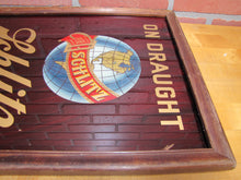 Load image into Gallery viewer, SCHLITZ ON DRAUGHT Old Reverse on Glass Sign Pre-Prohibition Beer Advertising
