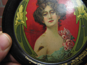 c1903 C M KESTER UNDERTAKER PICTURE FRAMING SOUTH SHARON PA Advertising Tip Tray