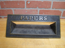 Load image into Gallery viewer, PAPERS Old Brass Mail News Paper Slot Architectural Building Hardware Element
