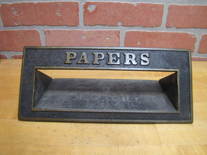 PAPERS Old Brass Mail News Paper Slot Architectural Building Hardware Element