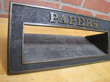 Load image into Gallery viewer, PAPERS Old Brass Mail News Paper Slot Architectural Building Hardware Element
