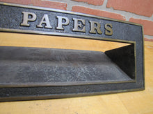 Load image into Gallery viewer, PAPERS Old Brass Mail News Paper Slot Architectural Building Hardware Element
