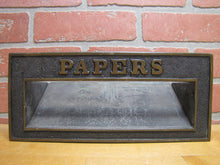 Load image into Gallery viewer, PAPERS Old Brass Mail News Paper Slot Architectural Building Hardware Element
